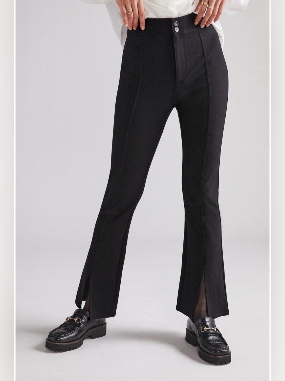 Maeve Slit-Front Flared Ponte Pants Stretch Bottoms Ankle Crop Anthropologie